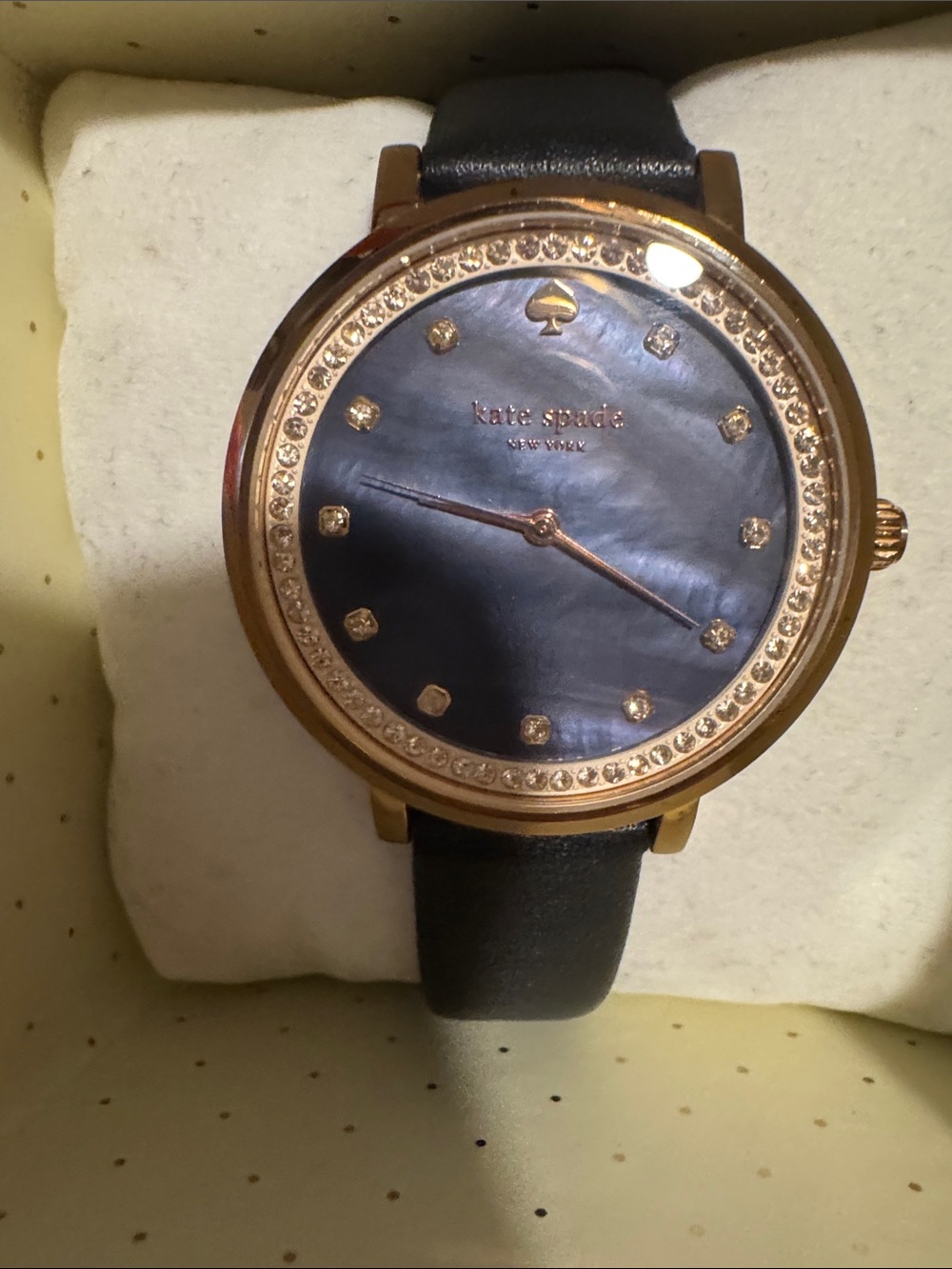 EUC RARE kate spade Rose Gold Case Navy Mother-of-Pearl Dial Watch Monterey